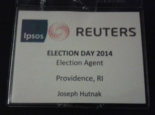 My Election Agent badge issued by Reuters and IPSOS for the 2014 election.